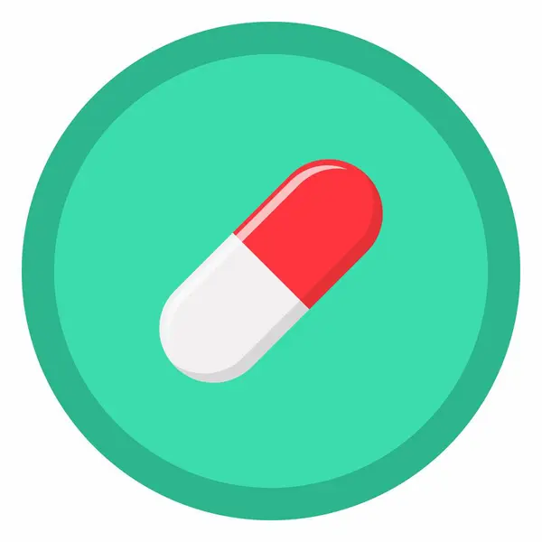 Red Pill Cápsula Medicina Símbolos Marca Vetorial Estilo Verde Ícone — Vetor de Stock