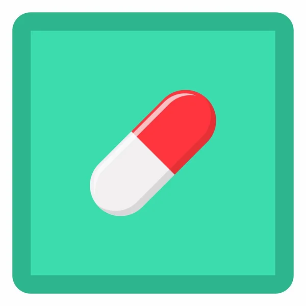 Κόκκινο Χάπι Κάψουλα Ιατρική Διάνυσμα Σύμβολα Σήμα Πράσινο Στυλ Μεμονωμένο — Διανυσματικό Αρχείο