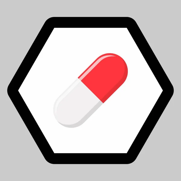 Red Pill Capsule Medicine ベクトルマークは緑のスタイル 孤立したアイコン 平面図ベクトル図 — ストックベクタ