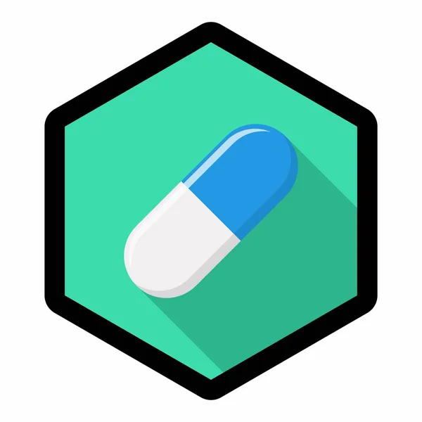 Μπλε Χάπι Κάψουλα Ιατρική Σύμβολο Διάνυσμα Πράσινο Στυλ Σχέδιο Μαύρου — Διανυσματικό Αρχείο