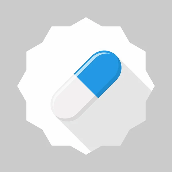 Blue Pill Capsule Medizin Vektormarkensymbole Grünen Stil Vereinzelte Symbole Flache — Stockvektor