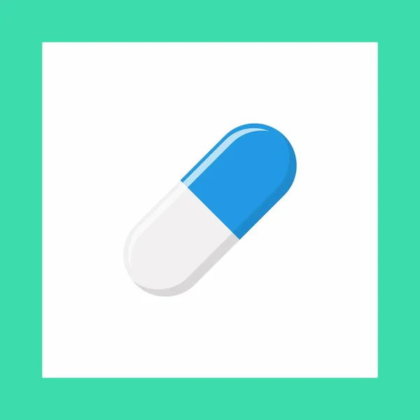 Kék Pirula Kapszula Gyógyszer Vektor Jel Szimbólumok Zöld Stílusban Elszigetelt — Stock Vector