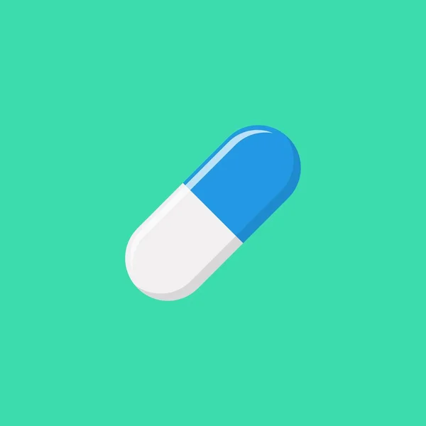 Capsula Pillola Blu Medicina Segni Vettoriali Simboli Stile Verde Icona — Vettoriale Stock
