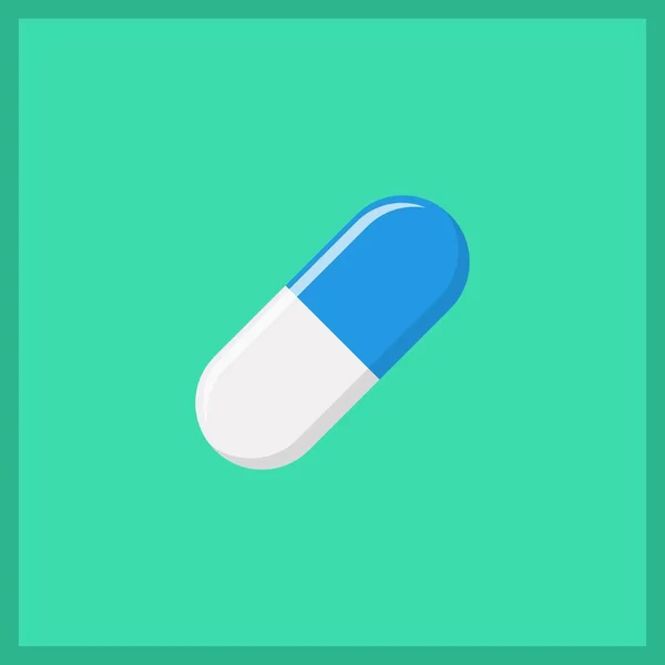 Blue Pill Cápsula Medicina Símbolos Marca Vetorial Estilo Verde Ícone — Vetor de Stock