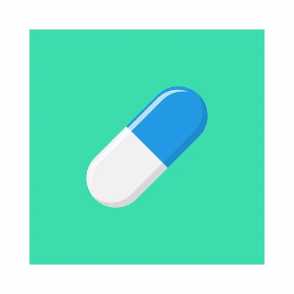 Blue Pill Capsule Medicine Vector Mark Symbols Green Style Англійською — стоковий вектор