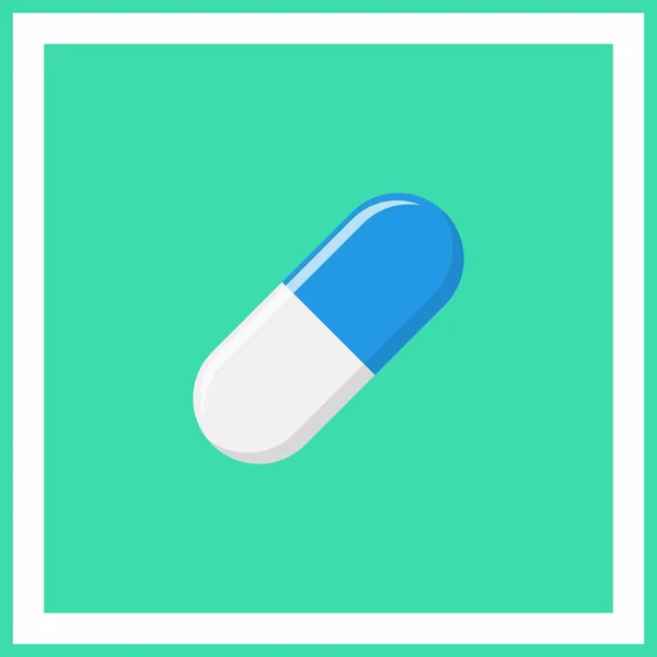 Blue Pill Capsule Medizin Vektormarkensymbole Grünen Stil Vereinzelte Symbole Flache — Stockvektor