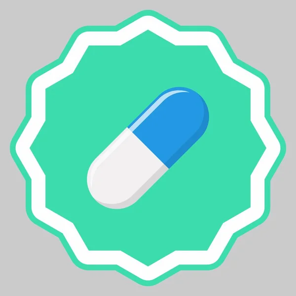 Blue Pill Capsule Medicine Vector Mark Symbols Green Style Isolated — Stock Vector