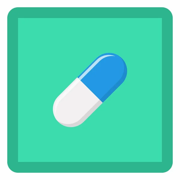 Синяя Капсула Таблетки Медицина Векторные Знаки Символы Зеленого Стиля Изолированная — стоковый вектор