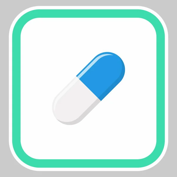 Blue Pill Capsule Medicina Simboluri Vectoriale Marca Stil Verde Icoana — Vector de stoc