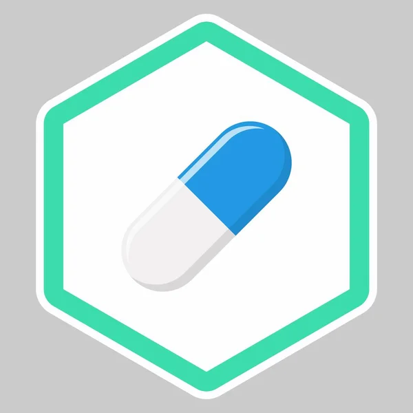 Cápsula Píldora Azul Medicina Símbolos Marca Vectores Estilo Verde Icono — Vector de stock