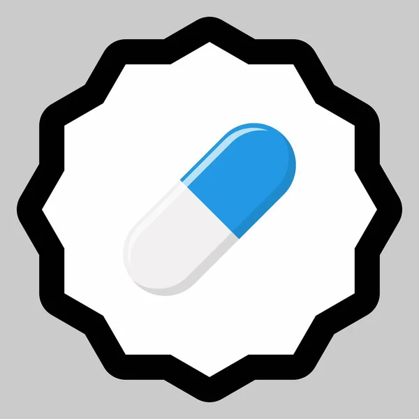 Capsula Pillola Blu Medicina Segni Vettoriali Simboli Stile Verde Icona — Vettoriale Stock