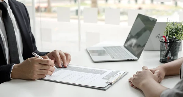 Business People Hold Resume Talk Job Applicants Job Interviews Careers — Stock Photo, Image