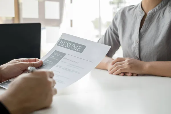 Business People Hold Resume Talk Job Applicants Job Interviews Careers — Stock Photo, Image