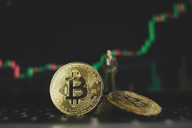 Bitcoin with trading business graph, financial digital money investment concept, Cryptocurrency  background.