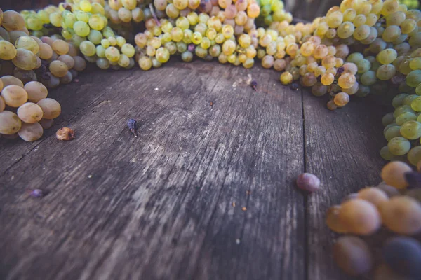 Ahşap arka planda üzümler