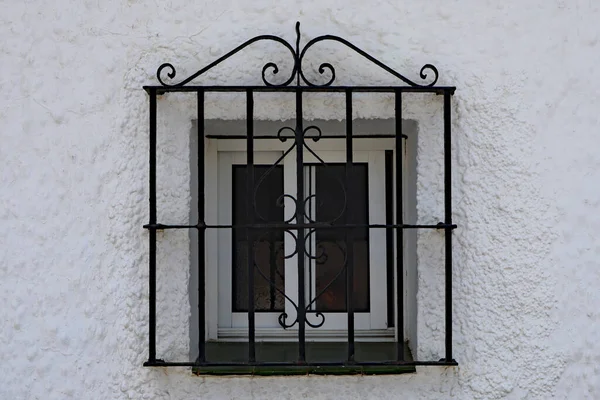 Old Window Covered Ornate Metal Grill Backstreets Spanish Town Estepona — Stock Photo, Image