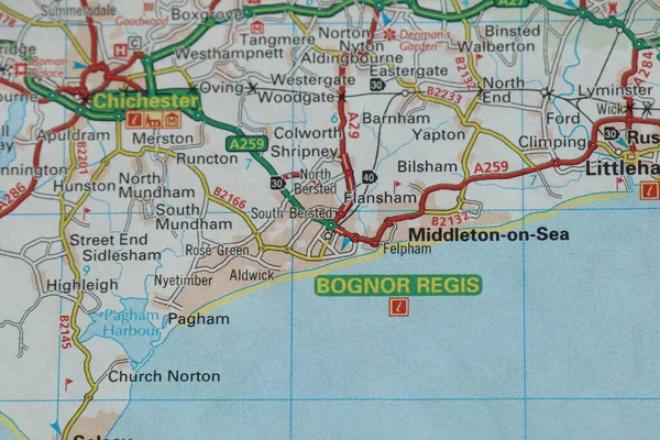 Bognor Regis West Sussex Colour Atlas Map — ストック写真