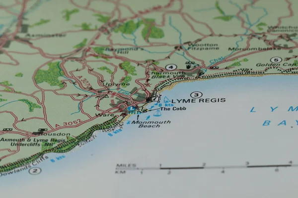 Lyme Regis Dorset England Colour Atlas Map — ストック写真