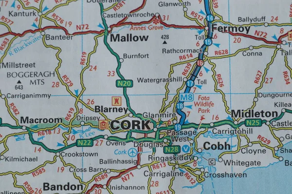 Cork Southern Ireland Colour Atlas Map — ストック写真