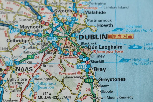 Dublin Southern Ireland Colour Atlas Map — ストック写真