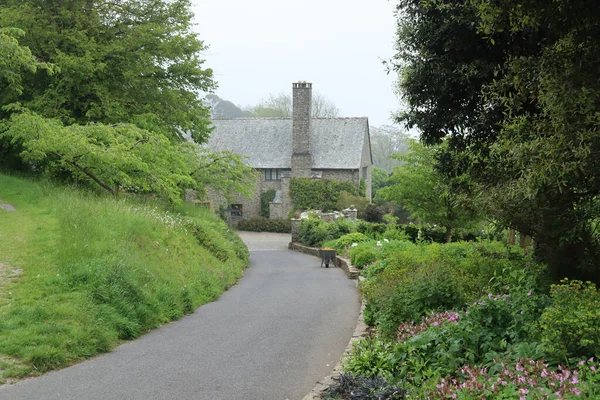 The drive reads up to an English country house in Devon, England