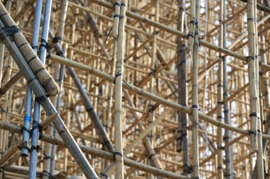 ofis şantiye hong kong şehir bina iskelesi projesi olan bambu binlerce