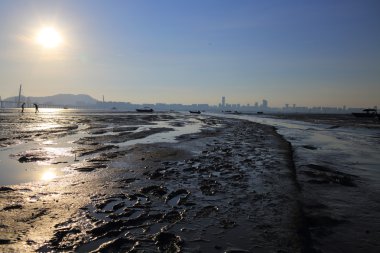deprem dalgası, Çin, hong kong şehirde geri sonra sahilde çamur yol