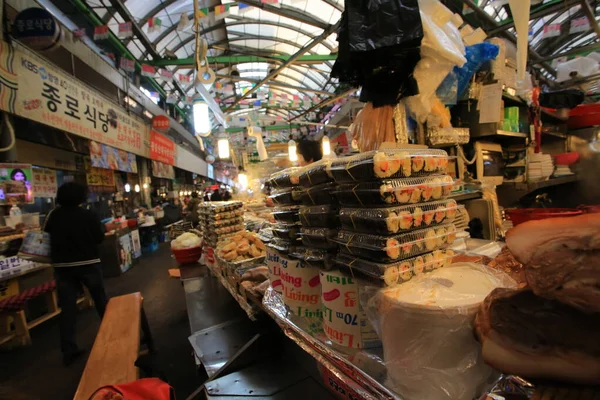 Seúl Corea Del Sur Octubre 2016 Tienda Alimentos Mercado Gwangjang —  Fotos de Stock