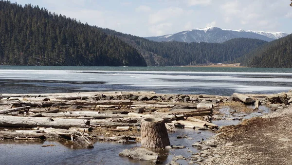 Frozen Lake Vew Yunnan Shanghai Potatso National Park Landscape Horizontal — Stockfoto