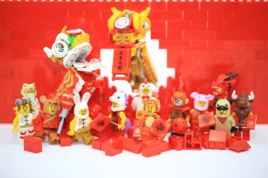Hong Kong - January 1 2022: people celebrate chinese new year dressing with zodiac in lunar new year