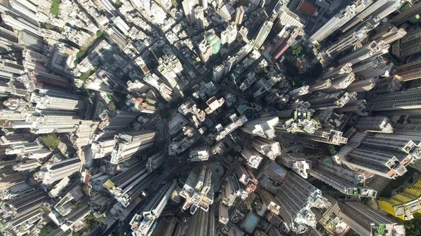 Hong Kong Distrito Financiero Central Drone Punto Vista — Foto de Stock