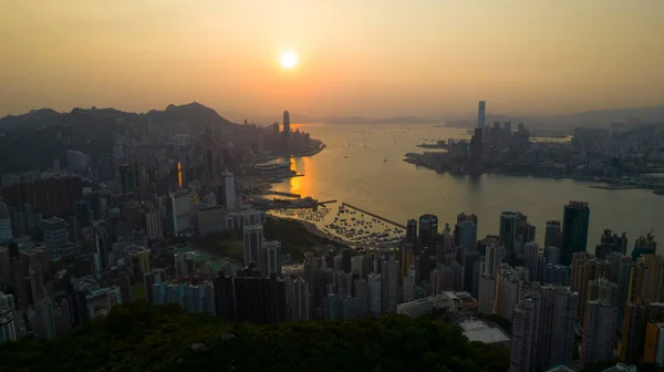 Victoria Harbour View Hong Kong Evening Glow — ストック写真