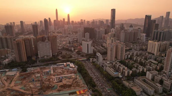 Vista Sullo Skyline Shenzhen Dal Confine Dell Allevamento Ittico Hong — Foto Stock