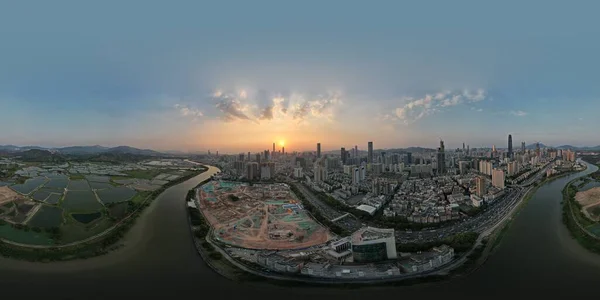 360 Stopni Panorama Shenzhen Panoramy — Zdjęcie stockowe