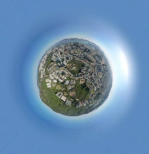 香港岛以微小的行星效应 — 图库照片