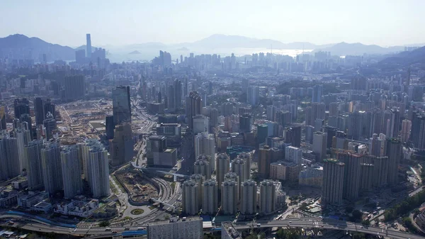 昼間の九龍市街地の眺めドローンの視点 — ストック写真