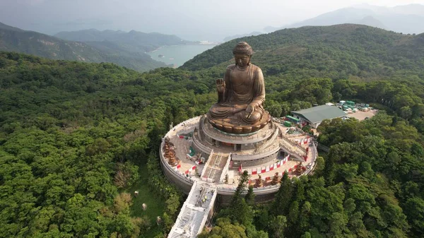 Grande Statua Buddha Nell Isola Lantau — Foto Stock