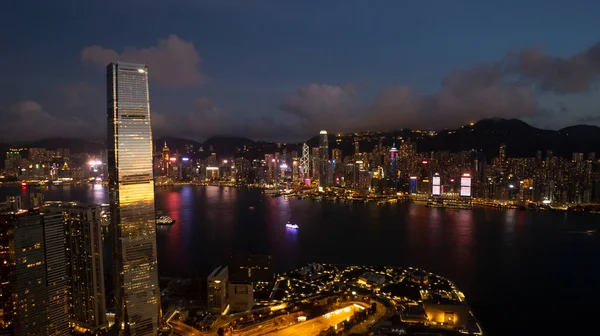 Paesaggio Urbano Hong Kong Durante Tramonto Nella Zona Occidentale Kowloon — Foto Stock