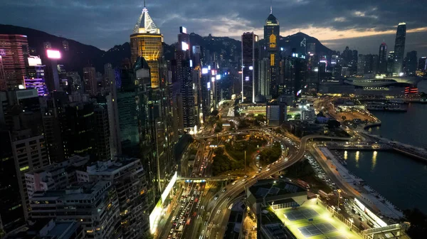 Hong Kong Island Zona Wan Chai Notte — Foto Stock