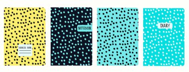 Kapak sayfası şablonları, el çizimi noktalı, pürüzsüz desenlere dayanıyor. Çalışma kitapları, defterler, günlükler için mükemmel.