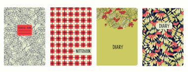 Çilek dalları ve ekosesiz desenlere dayalı kapak sayfası şablonları. Başlıklar izole, değiştirilebilir