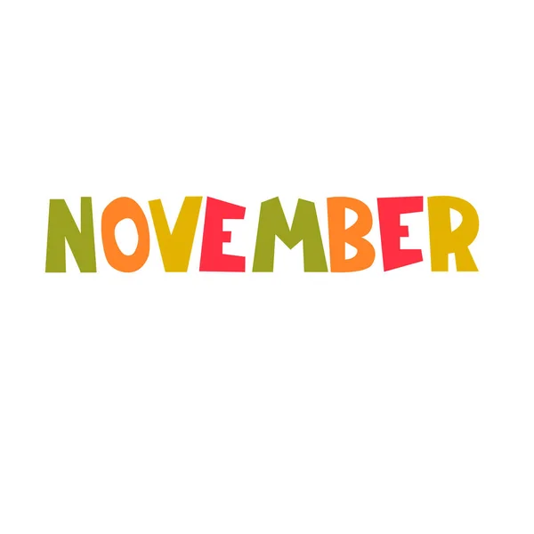 Listopad. Měsíční logo. Ručně psané záhlaví na bílém pozadí — Stockový vektor