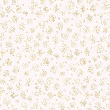 Yüzey tasarımı ve diğer tasarım projeleri için Boho tarzında el çizimi çayır çiçekleriyle kusursuz desen