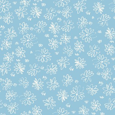 Yüzey tasarımı ve diğer tasarım projeleri için Ditzy tarzında elle çizilmiş çayır çiçekleriyle kusursuz desen