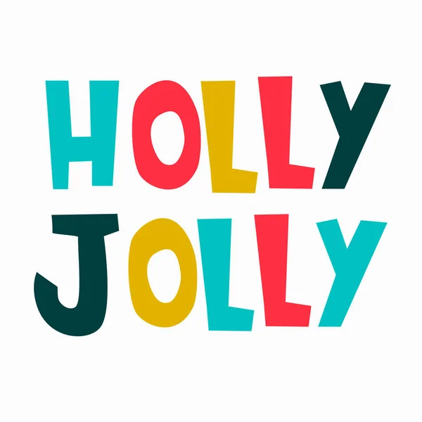 Holly Veselý vánoční design. Ručně psaný pestrobarevný text na bílém pozadí — Stockový vektor