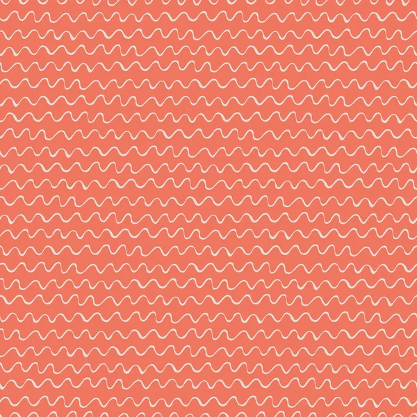 Sömlöst mönster med handritade vågiga linjer på rosa bakgrund — Stock vektor