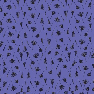 Ditzy tarzında pürüzsüz desen, menekşe kırmızısı tonu ile trend mavisi, 2022 yılının renkleri.