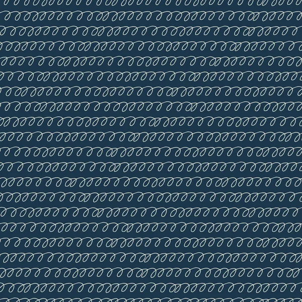 Naadloos patroon met handgetekende golvende lijnen op zwarte achtergrond — Stockvector