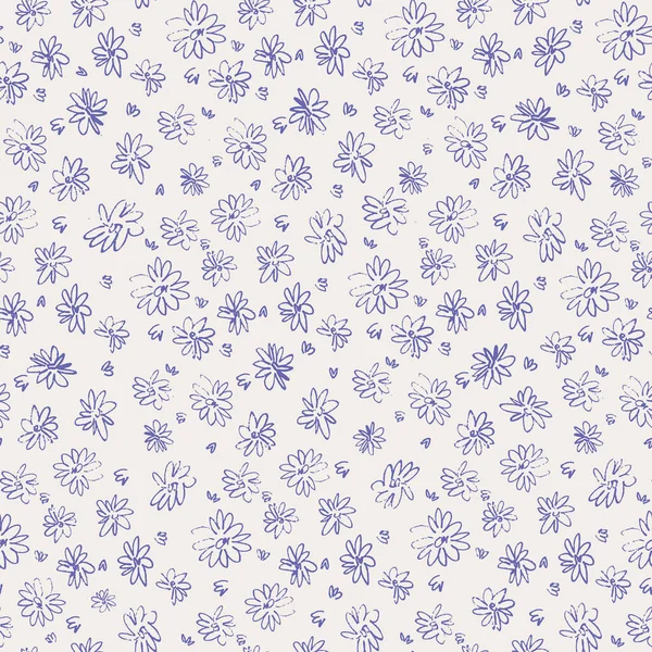 Kusursuz desenli çayır çiçekleri Ditzy tarzında, moda mavisi menekşe kırmızısı tonu altında, yılın renkleri 2022