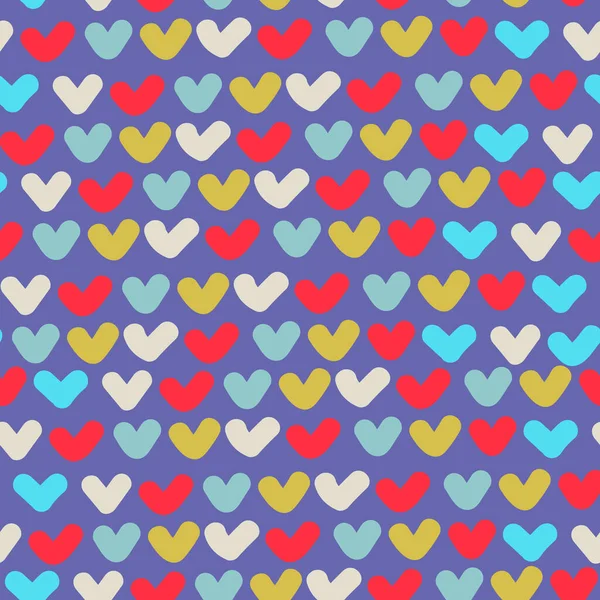 Padrão sem costura. Linhas de corações multicoloridos desenhados à mão em cores muito Peri. Dia dos Namorados, conceito de amor —  Vetores de Stock